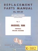 Kearney & Trecker-Milwaukee-Kearney & Trecker HM No. 5, Vertical Milling Machine, Parts Manual-HM-No. 5-01